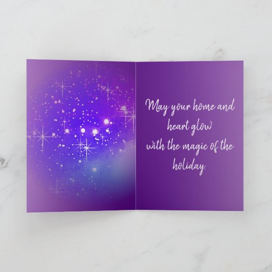 Paarse Sneeuwvlokken - prettige feestdagen Kaart (Binnen)