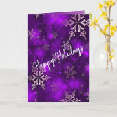 Paarse Sneeuwvlokken - prettige feestdagen Kaart (Gele Bloem)
