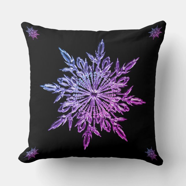 Paarse sneeuwvlokken voor kerstmis omkeerbaar kussen (Voorkant)