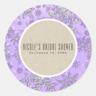Paarse Sneeuwvlokken Winter Wonderland Landelijke Ronde Sticker