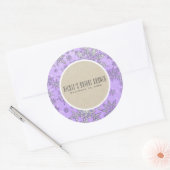 Paarse sneeuwvlokken Winter Wonderland Rustieke gu Ronde Sticker (Envelop)