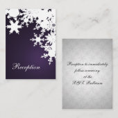 Paarse sneeuwvlokken winterbruiloft informatiekaartje (Voorkant / Achterkant)