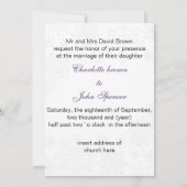 paarse sneeuwvlokken winterbruiloft kaart (Achterkant)