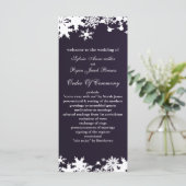 paarse sneeuwvlokken wintertrouwprogramma programmakaart (Staand voorkant)