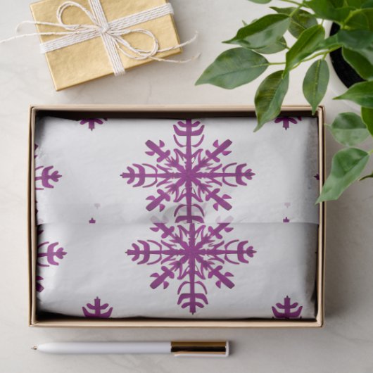 Paarse Sneeuwvlokken Witte Kerst Tissuepapier (Geschenk)