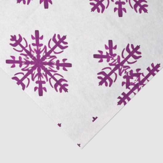 Paarse Sneeuwvlokken Witte Kerst Tissuepapier (Detail)