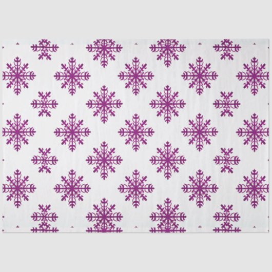 Paarse Sneeuwvlokken Witte Kerst Tissuepapier (Voorkant)