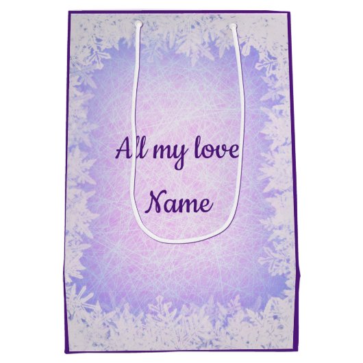 Paarse sneeuwvrouw: Kerstmis Medium Cadeauzakje (Achterkant)