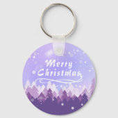 Paarse Sneeuwwinter Vrolijk Kerstfeest Gelukkig Ni Sleutelhanger (Voorkant)