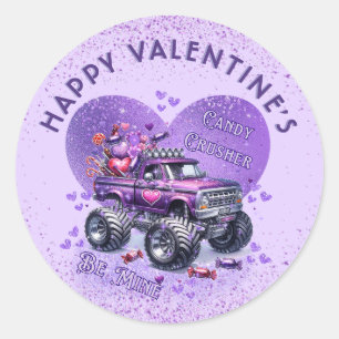 Paarse Snoep Crusher Be Mine Monster Truck Ronde Sticker