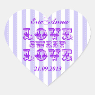 Paarse Snoep Streep LIEFDE ZOETE LIEFDE sticker