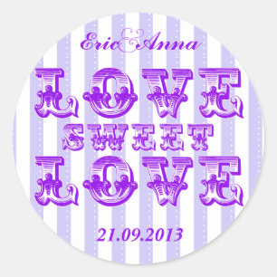 Paarse Snoep Streep LIEFDE ZOETE LIEFDE sticker