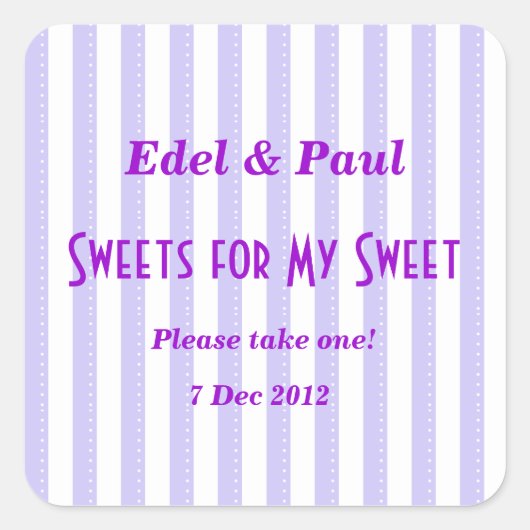 Paarse Snoep-streep Sweets voor mijn Sweet Sticker (Voorkant)