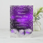 Paarse Snow Bauble-kerstfeestdag Kaart (Staand voorkant)