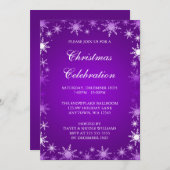 Paarse Snowflake Border Kerstparty Kaart (Voorkant / Achterkant)