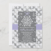 Paarse Snowflake Bridal Shower Invitations Kaart (Voorkant)