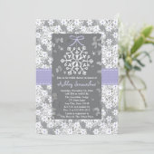 Paarse Snowflake Bridal Shower Invitations Kaart (Staand voorkant)