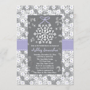 Paarse Snowflake Bridal Shower Invitations Kaart
