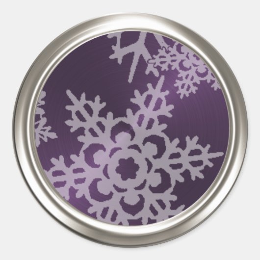 Paarse Snowflake Envelope Seal Ronde Sticker (Voorkant)