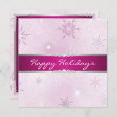 Paarse Snowflake Holiday Uitnodiging (Voorkant / Achterkant)