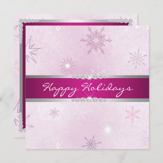 Paarse Snowflake Holiday Uitnodiging (Voorkant / Achterkant)