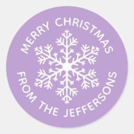 Paarse Snowflake Kerst stickers