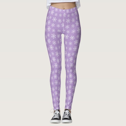 Paarse Snowflake-Leggings Leggings (Voorkant)
