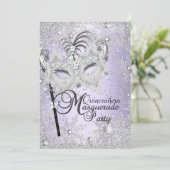 Paarse Snowflake Masquerade Quinceanera Kaart (Staand voorkant)