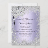 Paarse Snowflake Masquerade Quinceanera Kaart (Achterkant)