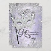 Paarse Snowflake Masquerade Quinceanera Kaart (Voorkant / Achterkant)