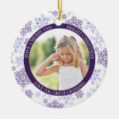 Paarse Snowflake Merry Bright en kerstfoto Keramisch Ornament (Voorkant)