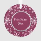 Paarse Snowflake Paw Patroonfoto Ornament (achterkant)