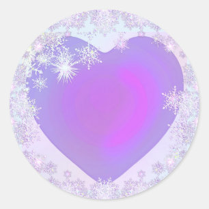 Paarse Snowflake Ronde Sticker
