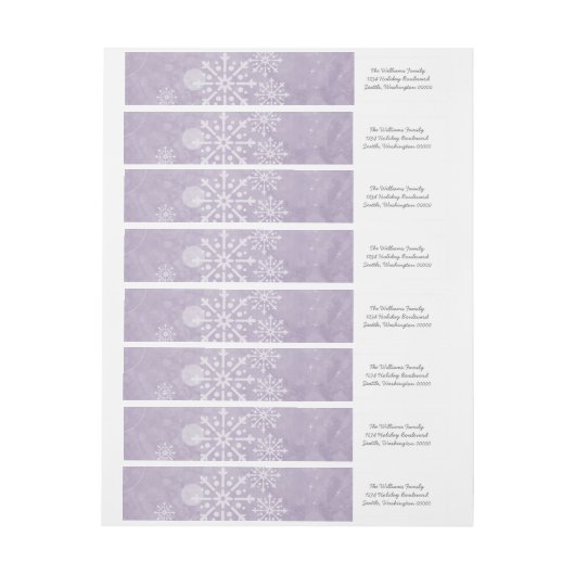Paarse Snowflake Swirls Holiday Adresetiketten (Vel)