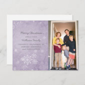 Paarse Snowflake Swirls Holiday Foto Briefkaart (Voorkant / Achterkant)