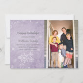 Paarse Snowflake Swirls Holiday Foto Flat Kaart (Voorkant)