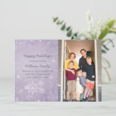 Paarse Snowflake Swirls Holiday Foto Flat Kaart (Staand voorkant)