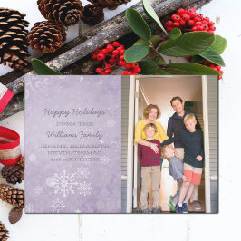 Paarse Snowflake Swirls Holiday Foto Flat Kaart