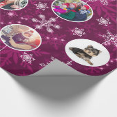Paarse Snowflake Tien favoriete familiefoto's Cadeaupapier (Hoek)