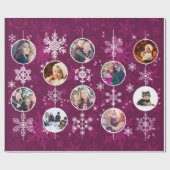 Paarse Snowflake Tien favoriete familiefoto's Cadeaupapier (Vlak)