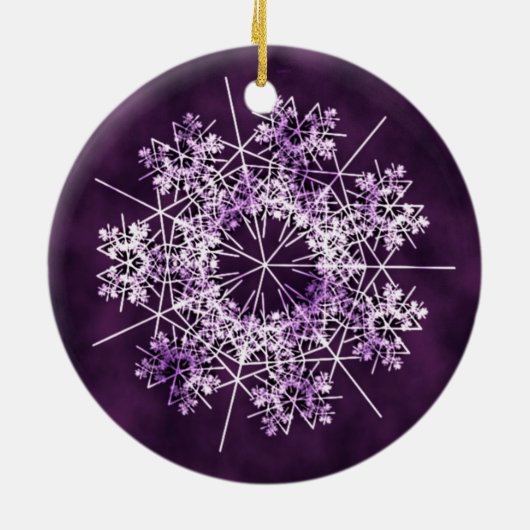 Paarse Snowflake Tree Ornament (Achterkant)
