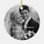 Paarse Snowflake Wedding Foto Keepomwille Ornament (Achterkant)