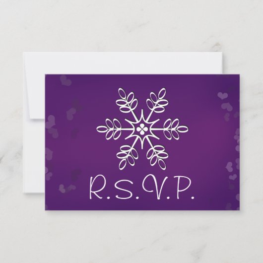 Paarse Snowflake Wedding RSVP-reactiekaart RSVP Kaartje (Voorkant)