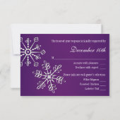 Paarse Snowflake Wedding RSVP-reactiekaart RSVP Kaartje (Achterkant)