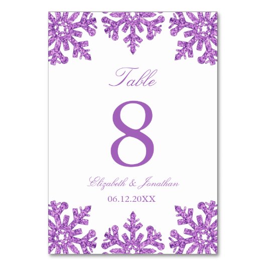 Paarse Snowflake Winter Weddenschap Kaart (Achterkant)