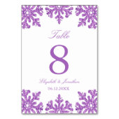 Paarse Snowflake Winter Weddenschap Kaart (Voorkant)