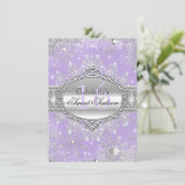 Paarse Snowflake Winter Wonderland Sweet 16 Invite Kaart (Staand voorkant)