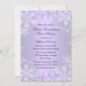 Paarse Snowflake Winter Wonderland Sweet 16 Invite Kaart (Voorkant)