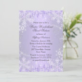 Paarse Snowflake Winter Wonderland Sweet 16 Invite Kaart (Staand voorkant)