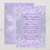 Paarse Snowflake Winter Wonderland Sweet 16 Invite Kaart (Voorkant / Achterkant)
